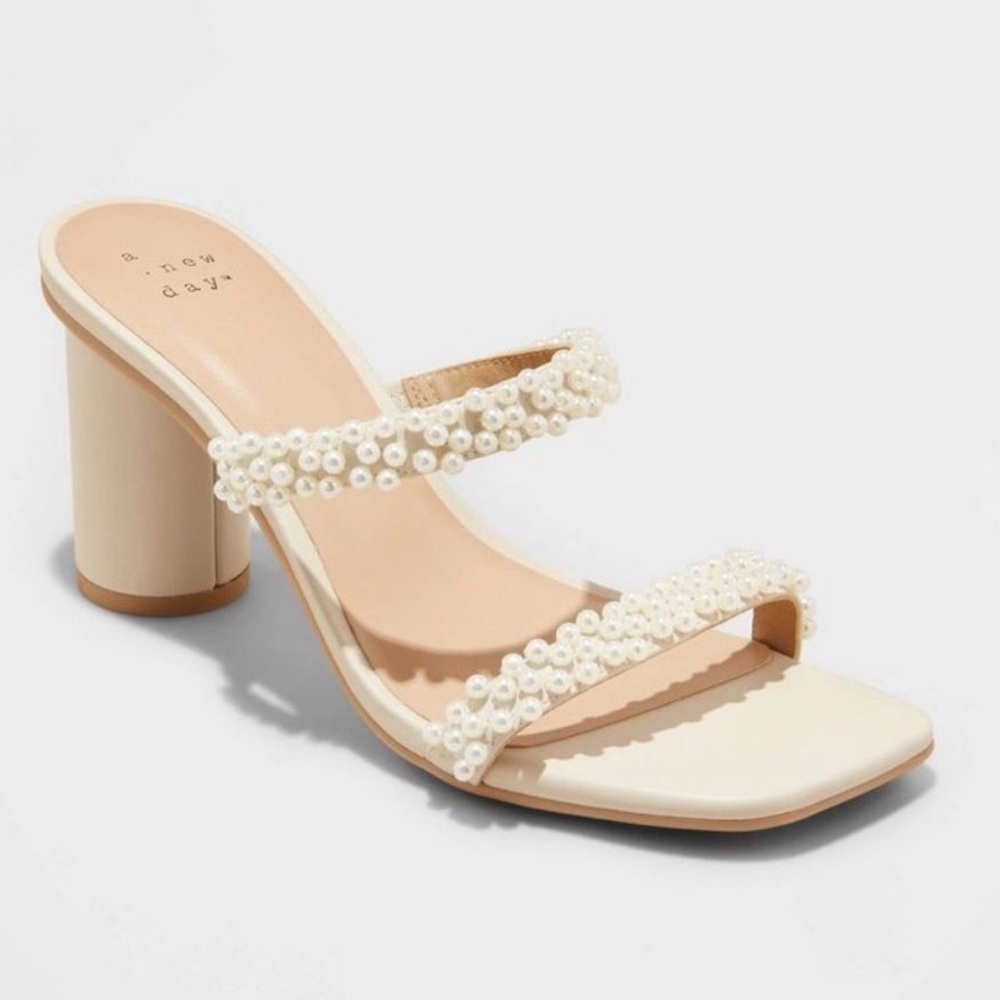 Cream Pearl Mule Heels